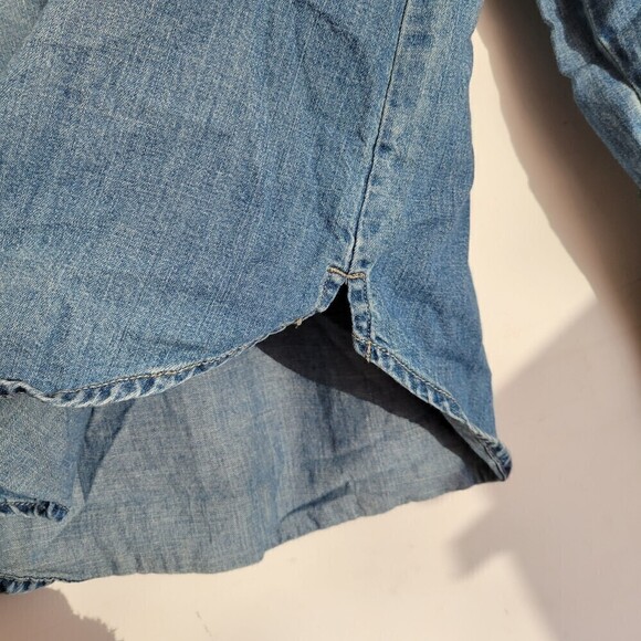 Madewell Zip Front Chambray Blue Denim Popover Long Sleeve Top Size Small - Picture 8 of 14